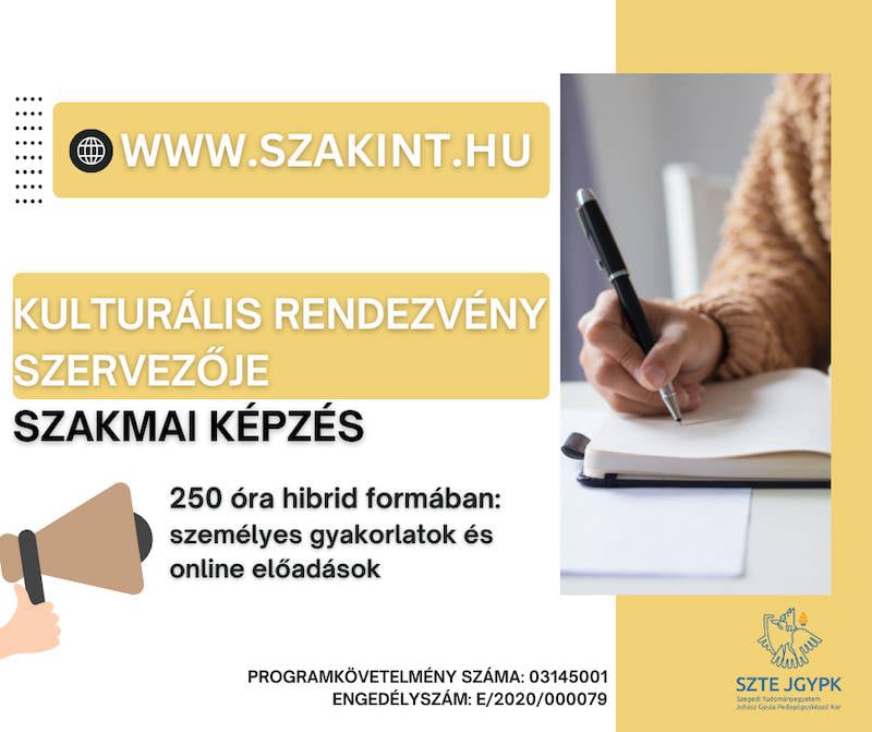 Kulturális rendezvény szervezője képzés